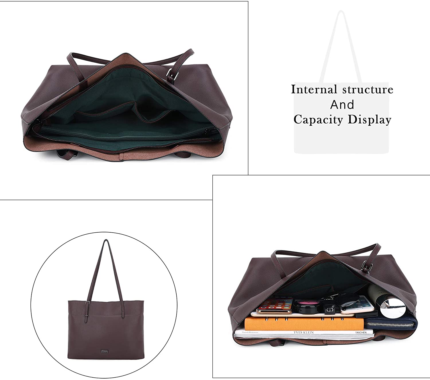 K.EYRE Women's Soft Faux Leather Tote Bag Purse Handbags Wallet Tote Shoulder Bag Purse Large Capacity