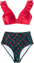 
                        
                          गैलरी व्यूवर में इमेज लोड करें, CUPSHE Women's High Waist Bikini Swimsuit Ruffle Floral Print Two Piece Bathing Suit
                        
                      