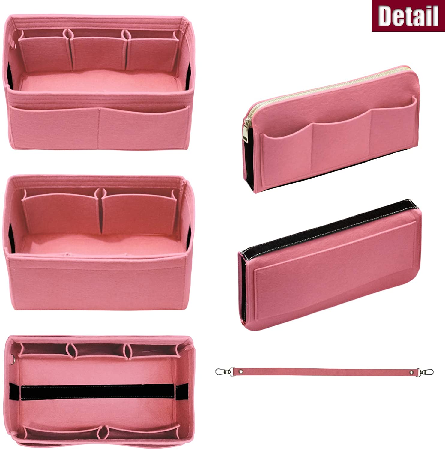 Purse Organizer Insert with Zipper Felt Bag Organizer Handbag Organizer Insert Bag In Bag Organizer