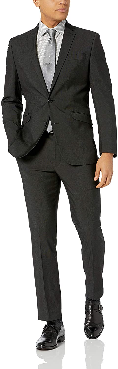 Unlisted by Kenneth Cole Men's 2 Button Slim Fit Suit with Hemmed Pant