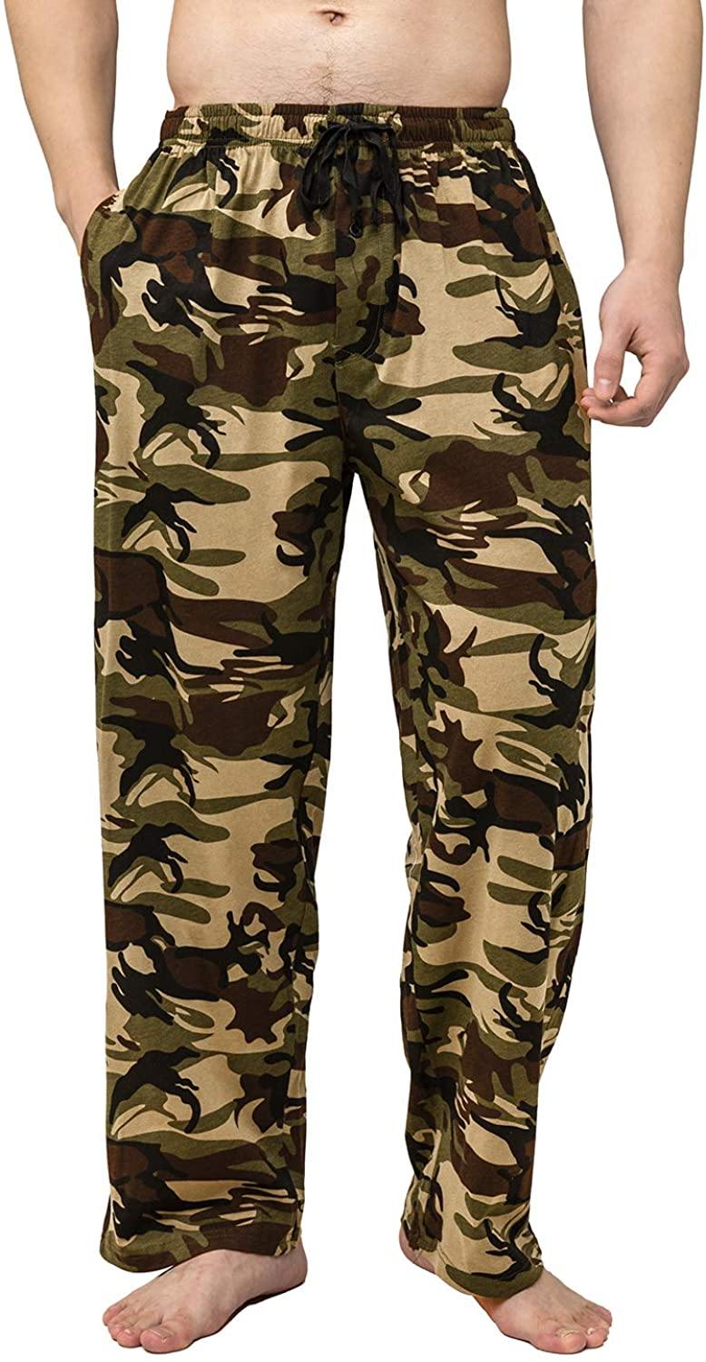 Bintangor Men's Sleep Pajama Pants 100% Cotton Knit Elastic Waistband Lounge Wear Long