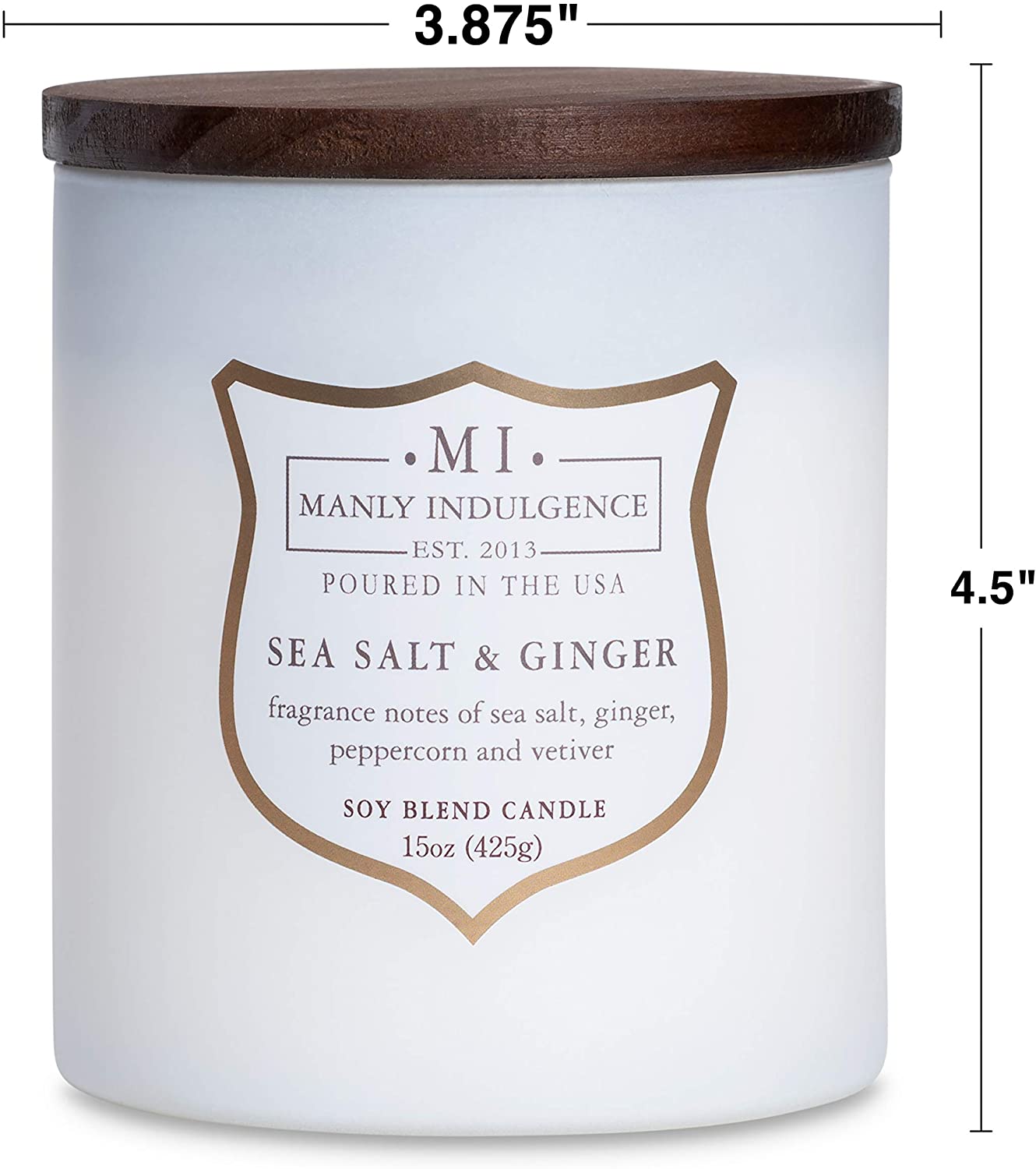 Manly Indulgence Sea Salt & Ginger Scented Jar Candle, 15 Oz, White