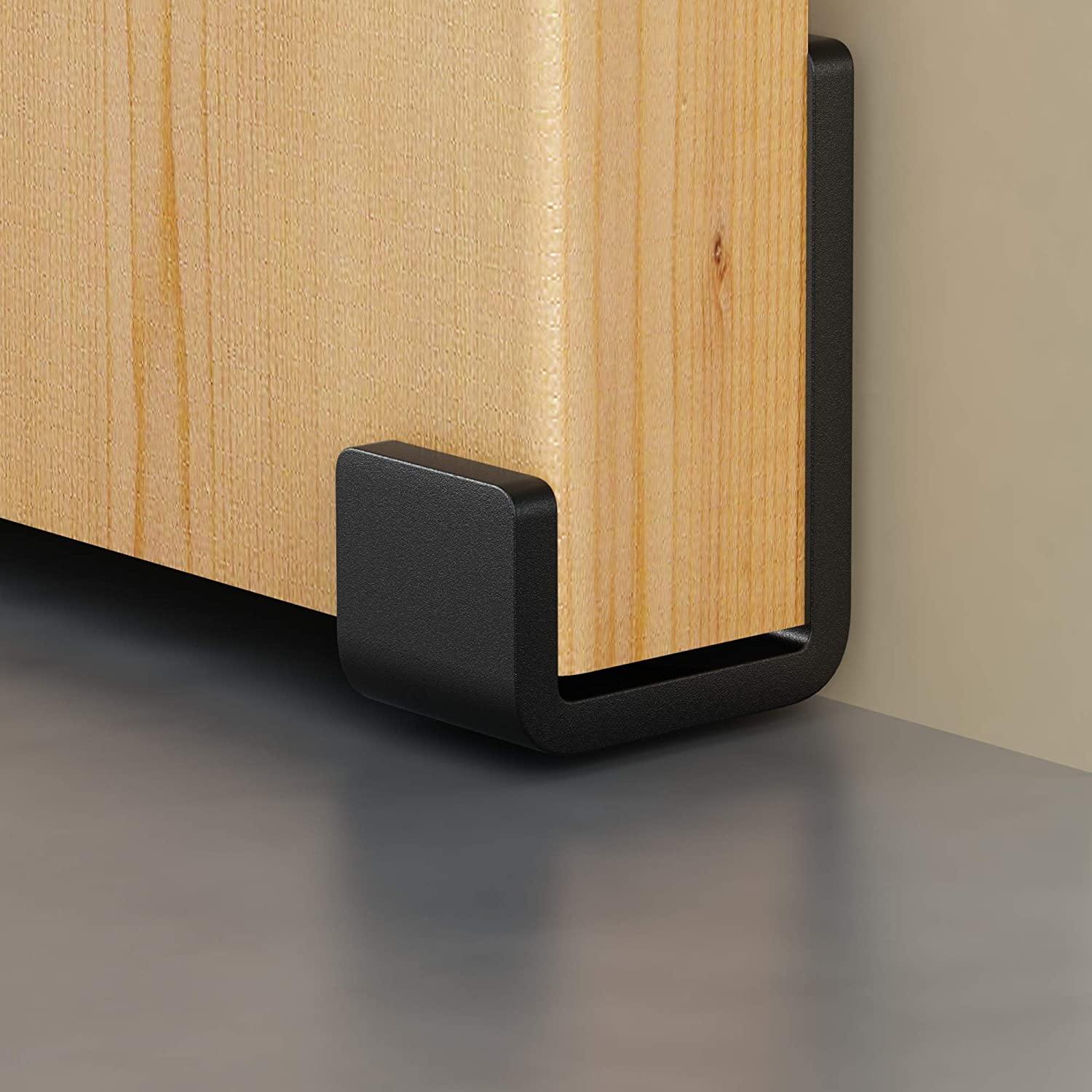 FaithLand Sliding Barn Door Floor Guide, Bottom Adjustable Floor Guide Roller, Black