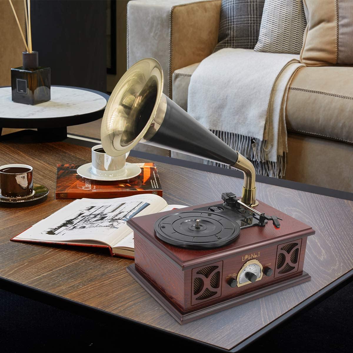 LP&NO.1 Record Player, Classic Bluetooth Turntable with USB Recording - JOY2ESpree