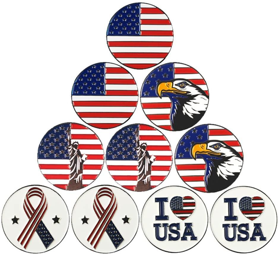 PINMEI Lot of 10 Golf Ball Markers Assorted Patterns - Soft Enamel Technique - JOY2ESpree