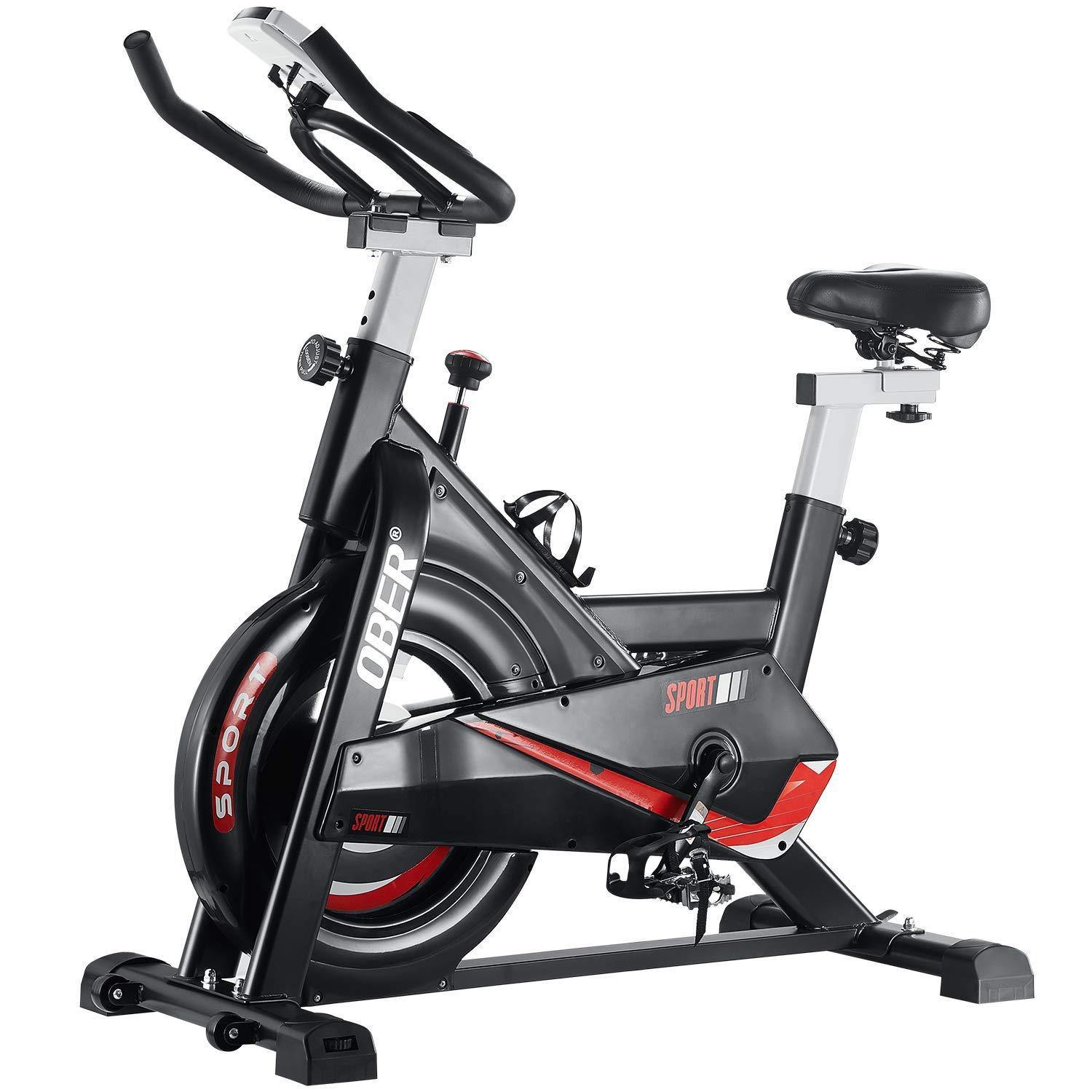 Ober Stationary Exercise Bike 300 lb Capacity, Cardio Workout Spin Bikes for Home, Indoor Cycling Bike with Heart Rate Monitor - JOY2ESpree