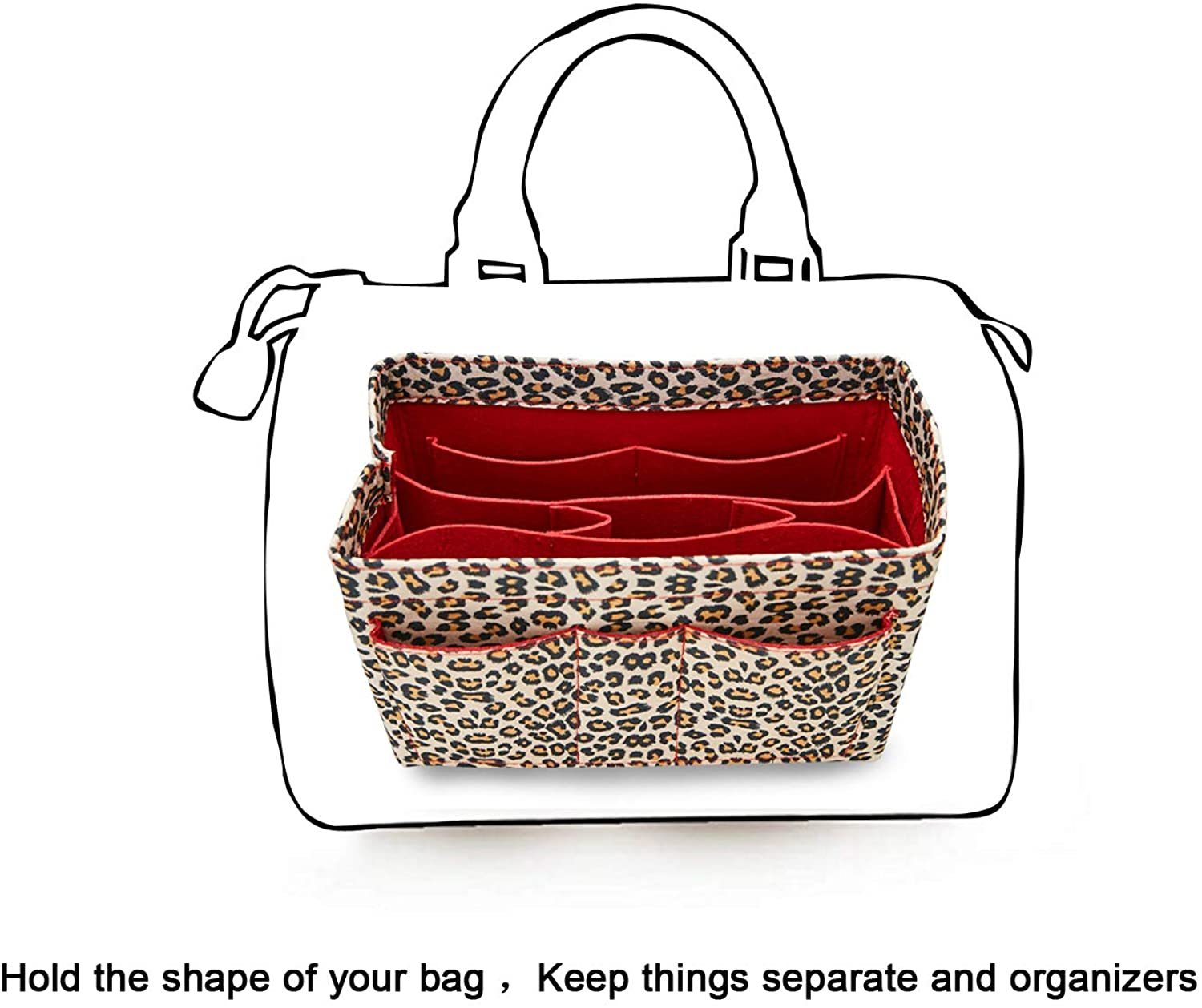 Purse Bag Organizer Insert with Lots of Different Size Spaces Divider Shaper for Speedy Shoulder Hobo Bag Keep Stuff Organized