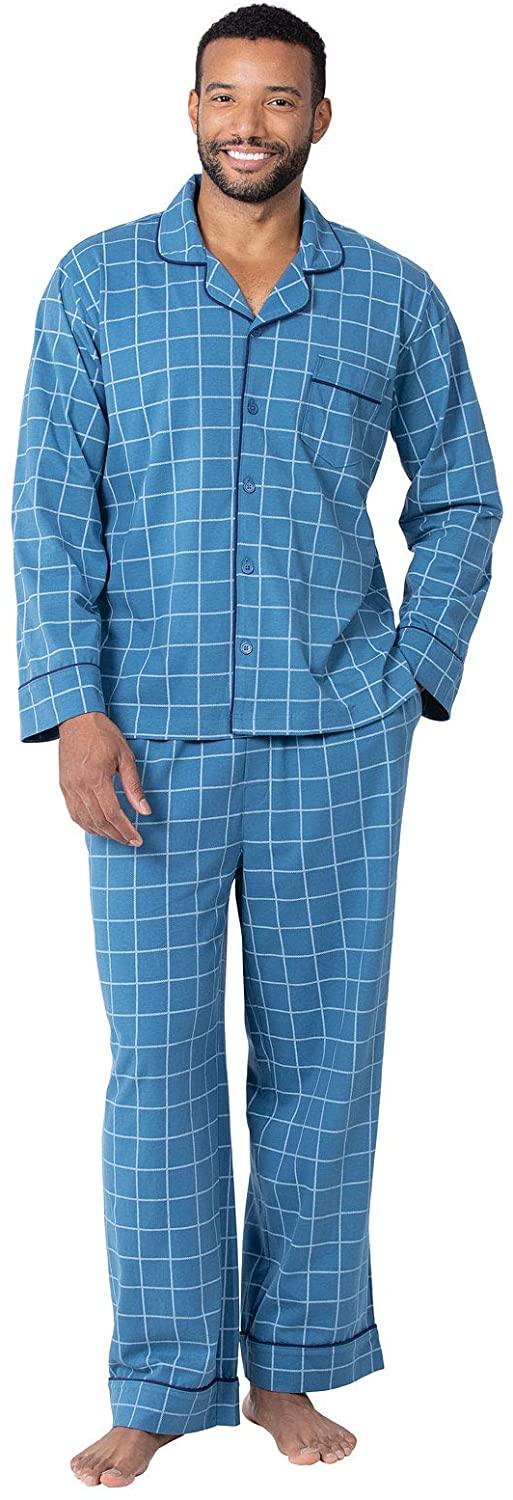PajamaGram Classic Mens Pajamas Cotton - Men Pajamas Set