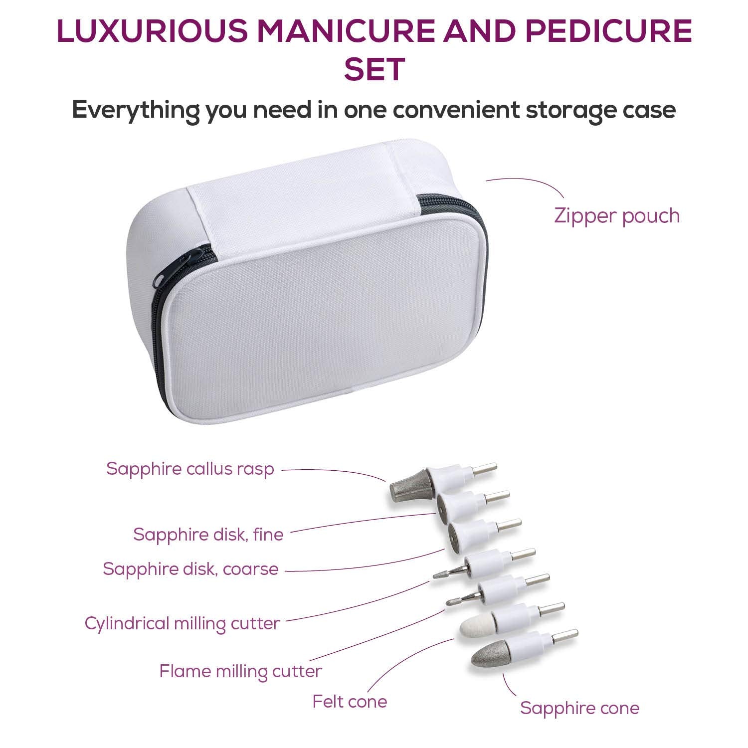 Beurer 14-piece Professional Manicure & Pedicure Nail Drill Kit, Cordless, 10 Attachments, 3 Speed Settings