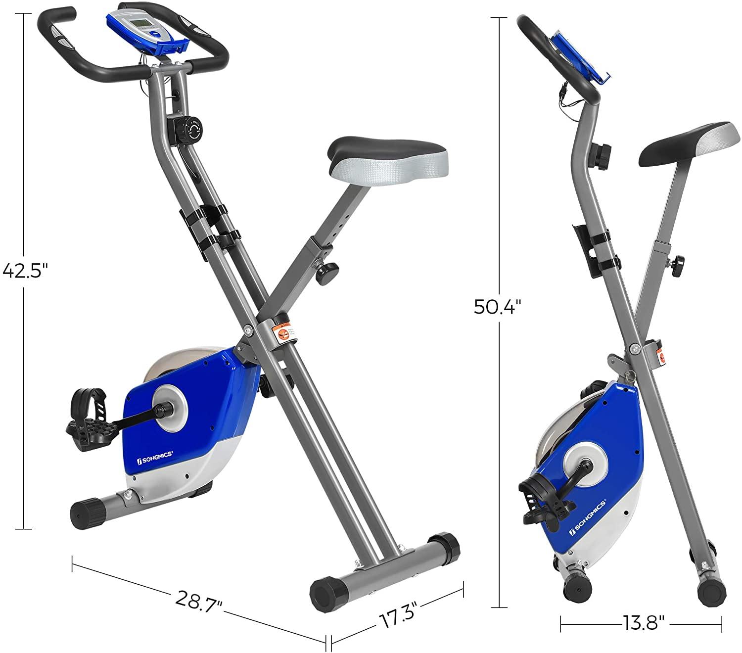SONGMICS Exercise Bike, Foldable Indoor Cycling Bike for Fitness Workout, Phone Holder, 220 lb Max. Weight - JOY2ESpree