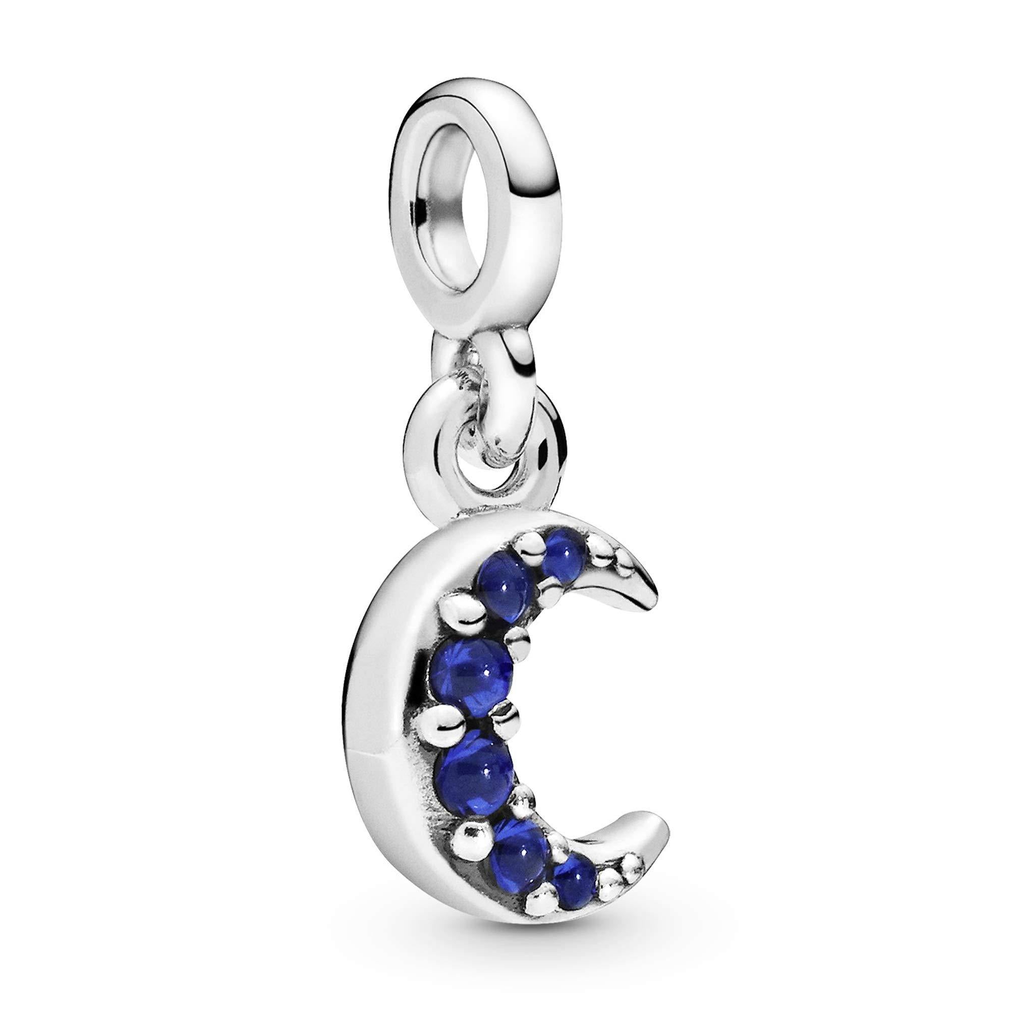 Pandora Jewelry Crescent Moon Dangle True Blue Crystal Charm in Sterling Silver - JOY2ESpree