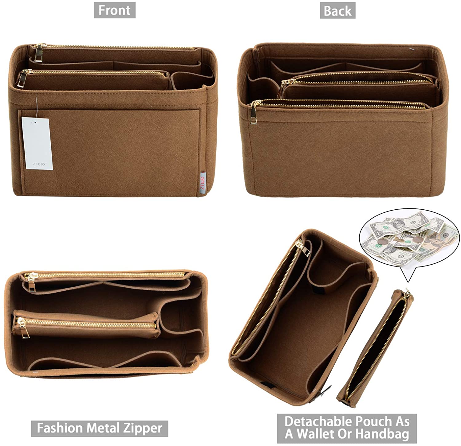 Purse Organizer, Felt Bag Organizer Purse Organizer Insert For LV Speedy, Neverfull, Graceful, Neverfull,Tote, Handbag,Shaper