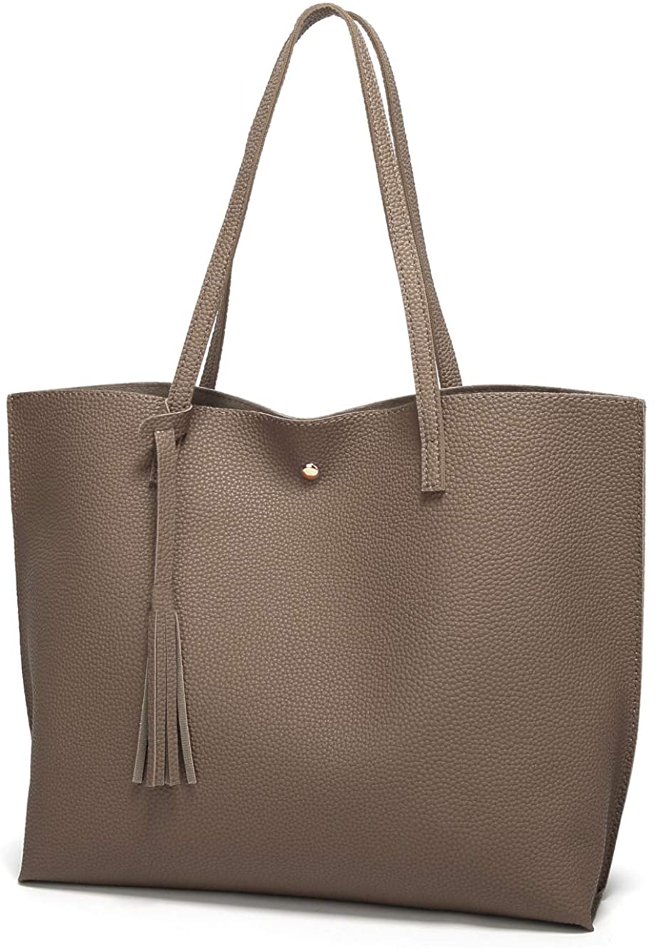 Women's Soft Faux Leather Tote Shoulder Bag from Dreubea, Big Capacity Tassel Handbag