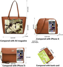 
                        
                          Load image into Gallery viewer, Women Fashion Handbags Wallet Tote Bag Shoulder Bag Top Handle Satchel Purse Set 4pcs
                        
                      