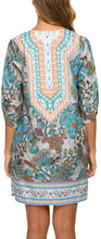 
                        
                          Load image into Gallery viewer, Women Bohemian Neck Tie Vintage Printed Ethnic Style Summer Shift Dress
                        
                      