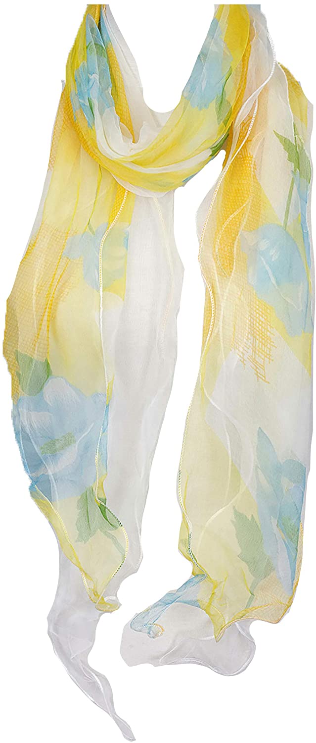 Double Layer Silk scarf, Floral Ruffle Silk Scarf, Summer scarf