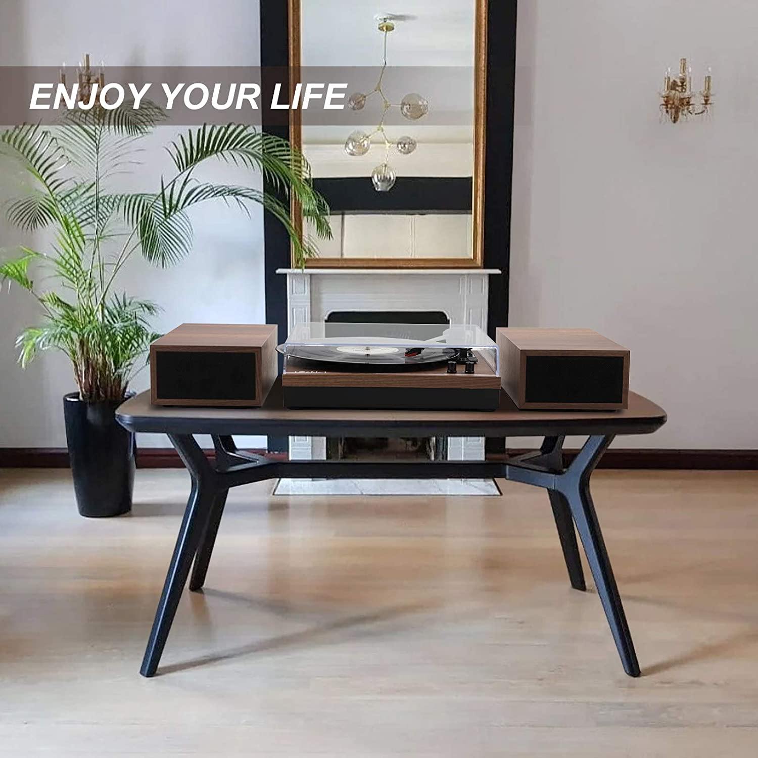 LP&No.1 Retro Bluetooth Record Player with Stereo External Speakers - JOY2ESpree