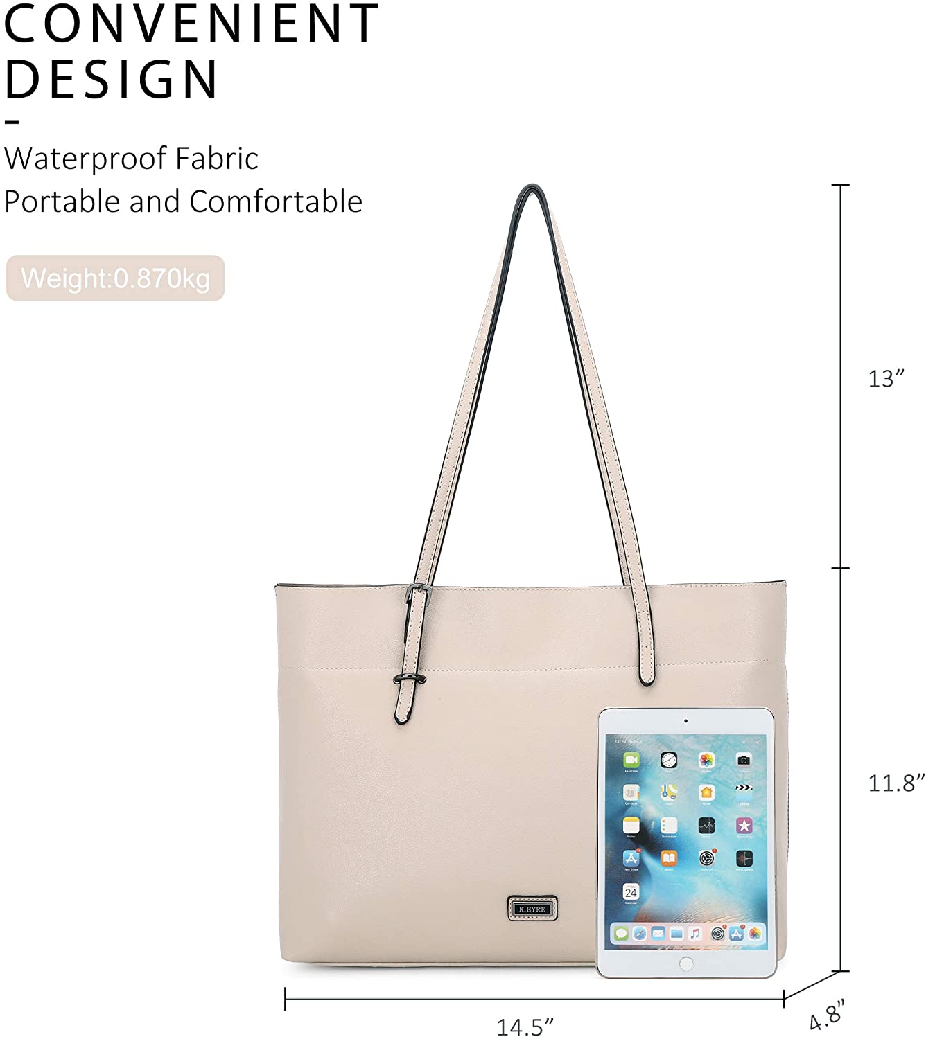 K.EYRE Women's Soft Faux Leather Tote Bag Purse Handbags Wallet Tote Shoulder Bag Purse Large Capacity