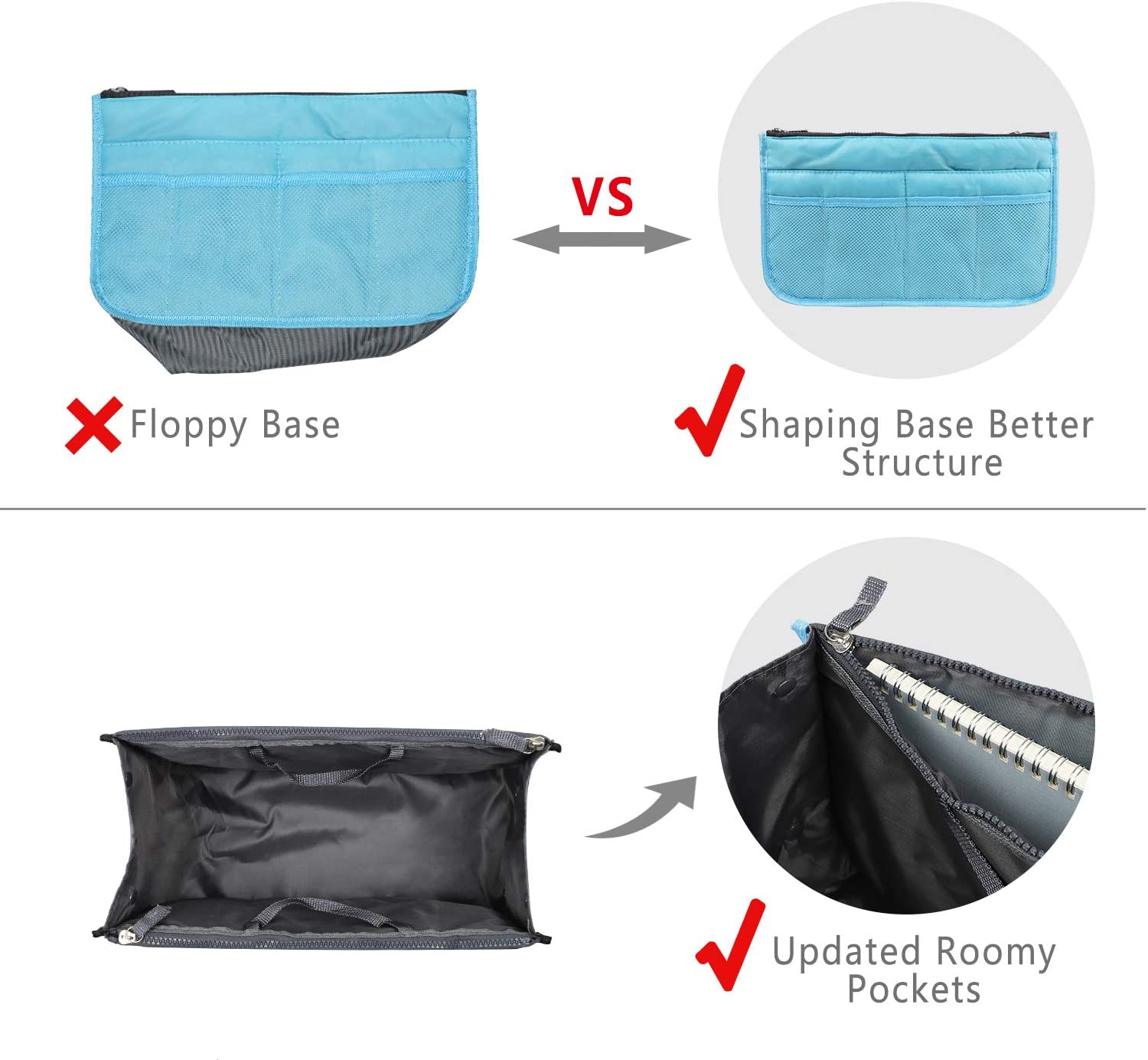 Insert Bag Organizer, Bag in Bag for Handbag Purse Organizer (13 Pockets, Black)