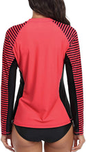
                        
                          將圖片載入圖庫檢視器 CharmLeaks Women's Long Sleeve Rashguard UPF 50 Sun Protection Swimsuit Top Striped Swim Shirts
                        
                      