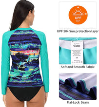 
                        
                          將圖片載入圖庫檢視器 CharmLeaks Women's Long Sleeve Rashguard UPF 50 Sun Protection Swimsuit Top Striped Swim Shirts
                        
                      