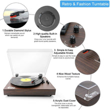 
                        
                          將圖片載入圖庫檢視器 Retro Record Player for 33/45/78 RPM Vinyl Records,Bluetooth Belt-Drive Turntable - JOY2ESpree
                        
                      
