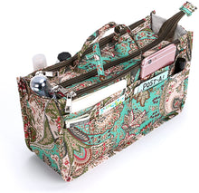 
                        
                          Load image into Gallery viewer, BTSKY New Printing Handbag Organizers Inside Purse Insert-High Capacity 13 Pockets Bag Tote Organizer with Handle Peacock Flower
                        
                      