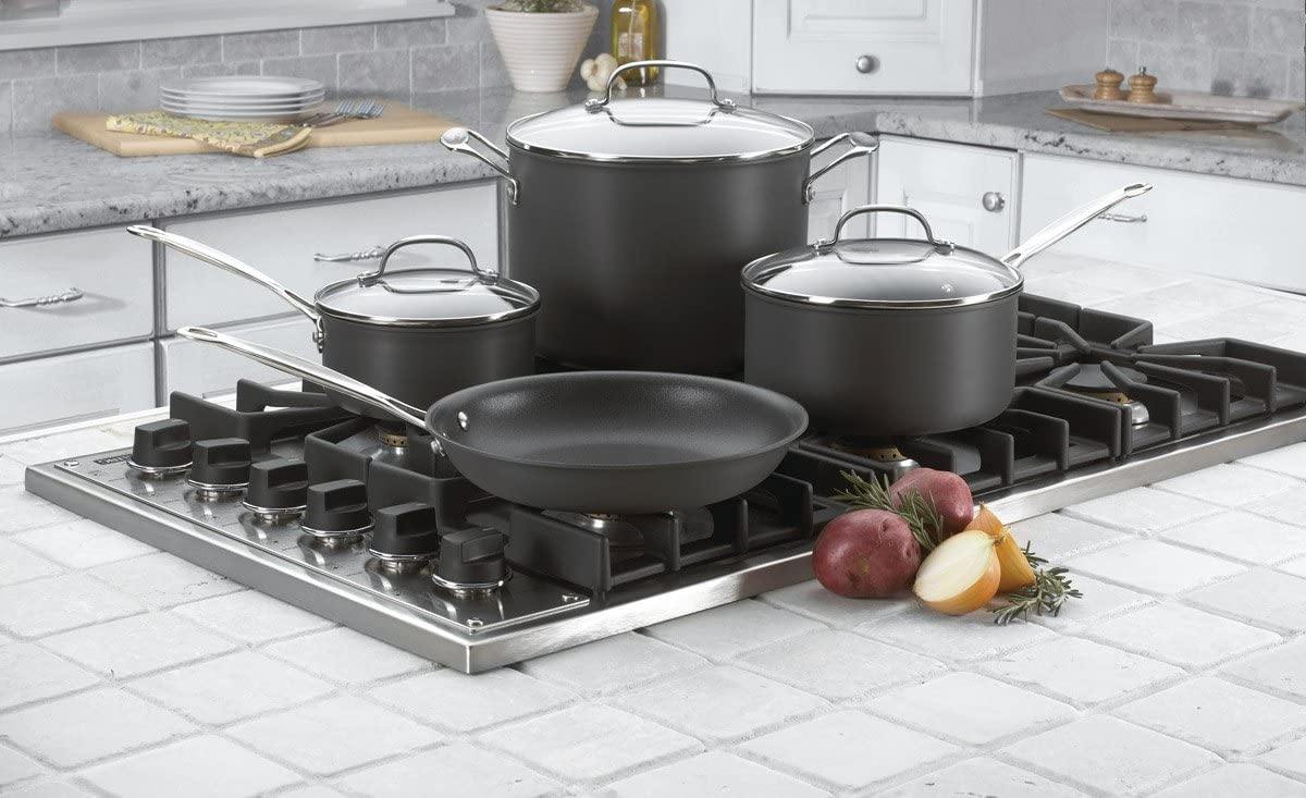 Cuisinart Chef's Classic Non-Stick Hard Anodized, 17 Piece Set, Black - JOY2ESpree