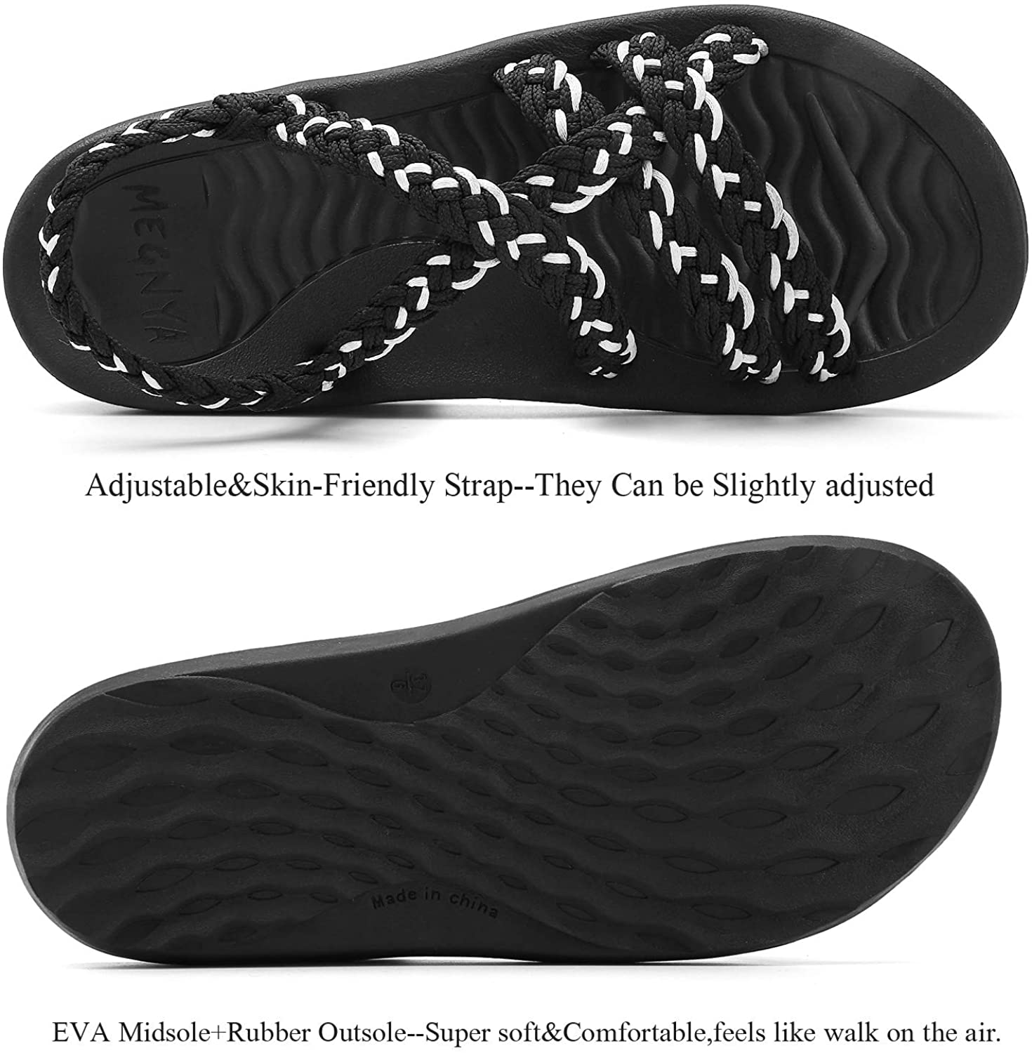 MEGNYA Women's Comfortable Walking Sandals with Arch Support Waterproof for Walking/Hiking/Travel/Wedding/Water Spot/Beach