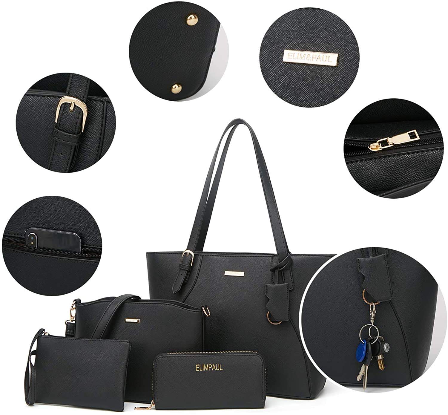 Women Fashion Handbags Wallet Tote Bag Shoulder Bag Top Handle Satchel Purse Set 4pcs