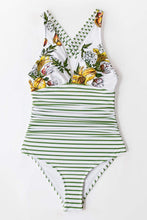 
                        
                          Load image into Gallery viewer, CUPSHE Women's One Piece Swimsuit V Neck Tummy Control Cross Back Vintage Swimwear Bathing Suits
                        
                      