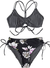 
                        
                          Load image into Gallery viewer, CUPSHE Women's Back Braided Straps Reversible Bottom Strappy Lace Up Bikini Sets
                        
                      