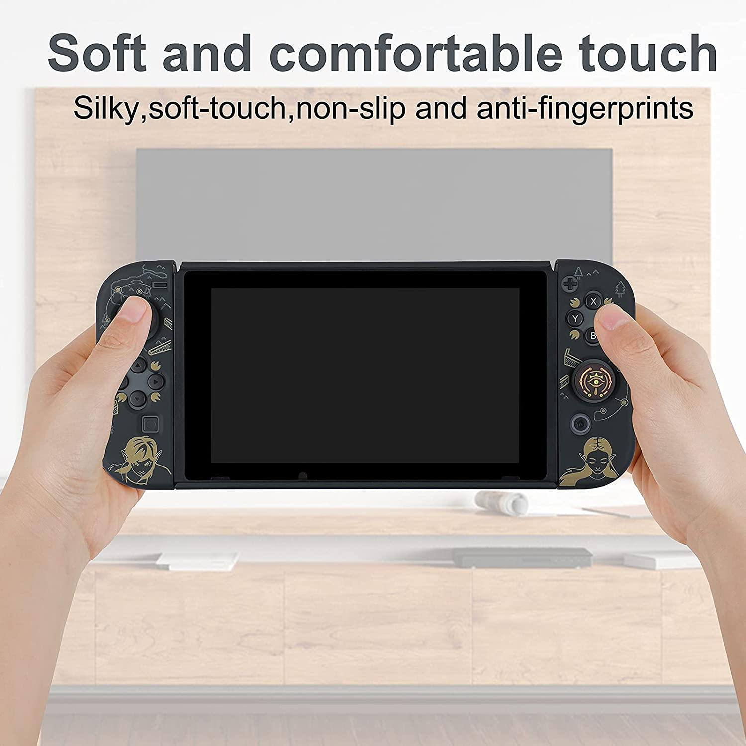 Dockable Case for Nintendo Switch,Protective Case Cover for Joy-Con Controllers with 4 Thumb Grips and Glass Screen Protector(The Legend of Zelda) - JOY2ESpree