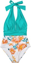 
                        
                          Load image into Gallery viewer, CUPSHE Women's One Piece Swimsuit Halter Plunge Neck Ruched Tummy Control Bathing Suits
                        
                      