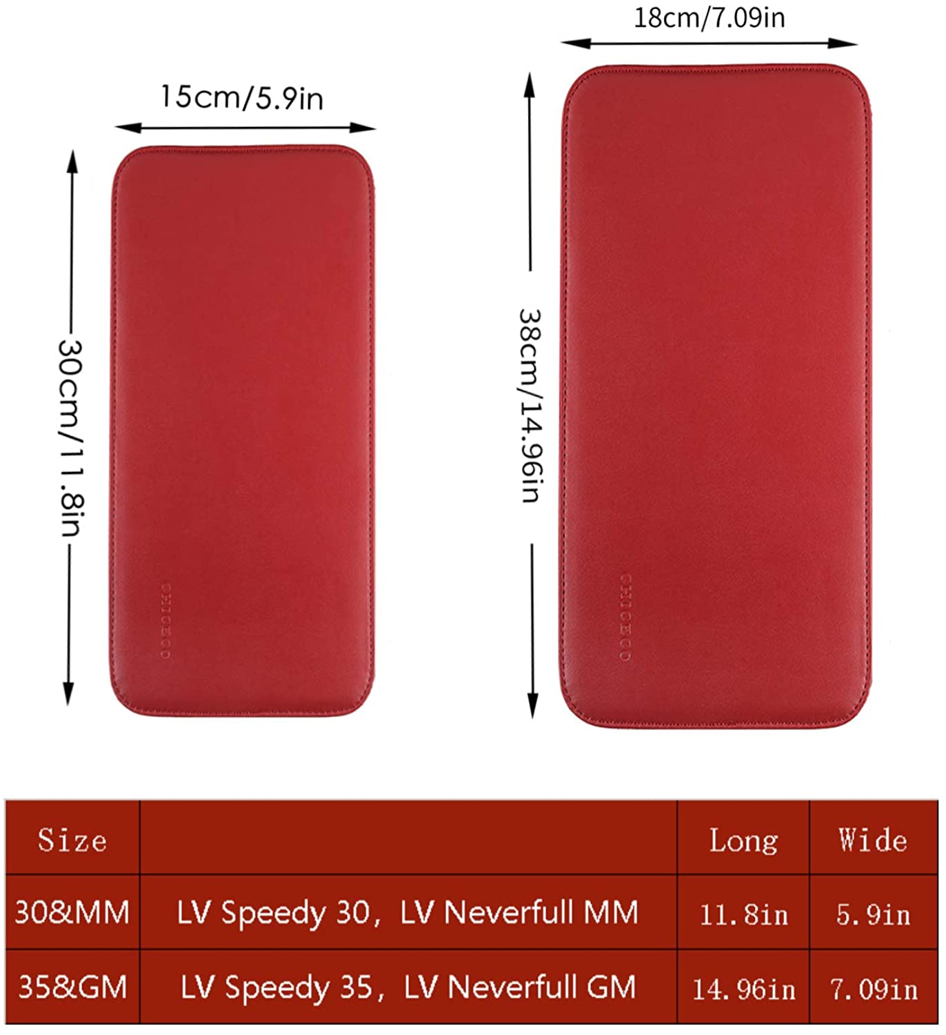 CHICECO Handbag Base Shaper for LV Neverfull MM Speedy 30, Vegan Leather and Felt