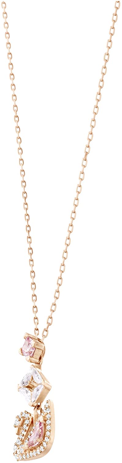 Swarovski Women's Dazzling Swan Necklace, Blue Crystals, Pink Crystals - JOY2ESpree