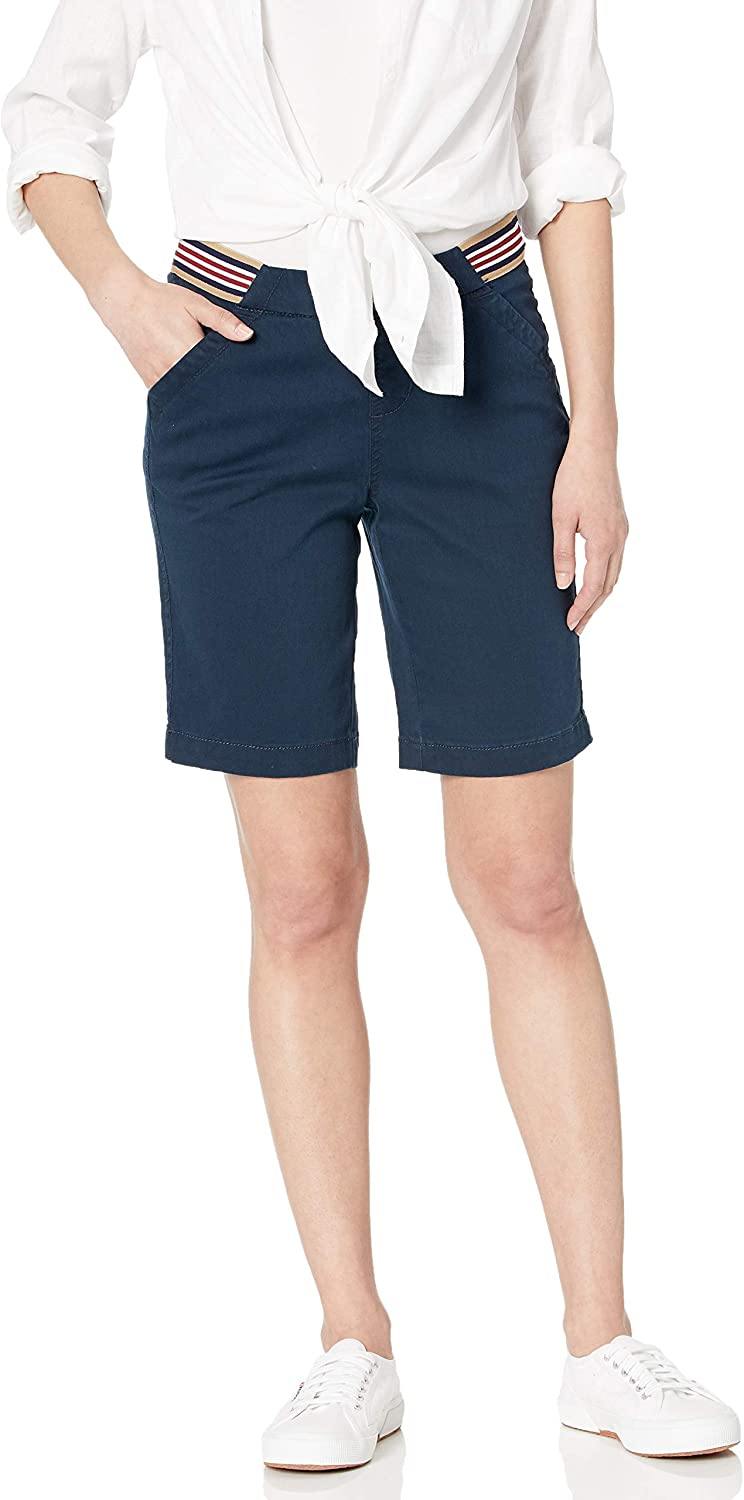 Jag Jeans Women's Petite Gracie Pull on Convertible Short W/Sport Stripe