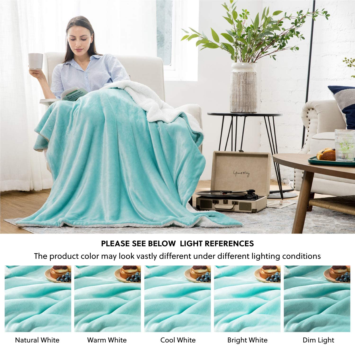 Bedsure Sherpa Fleece Blanket Throw Size Navy Lightweight Super Soft Cozy Luxury Bed Blanket Microfiber