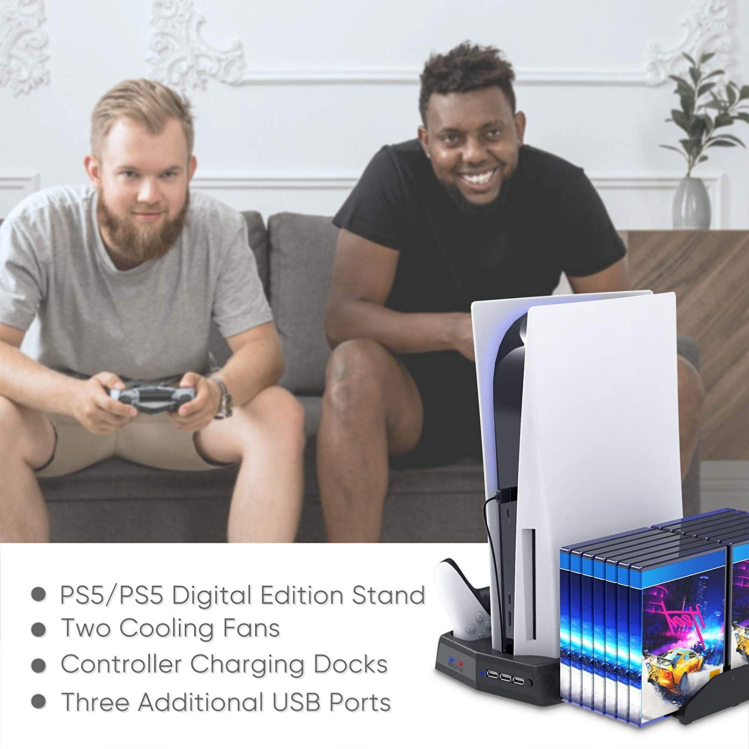 Vertical Stand for Playstation 5 with Cooling Fan Charging Station - JOY2ESpree