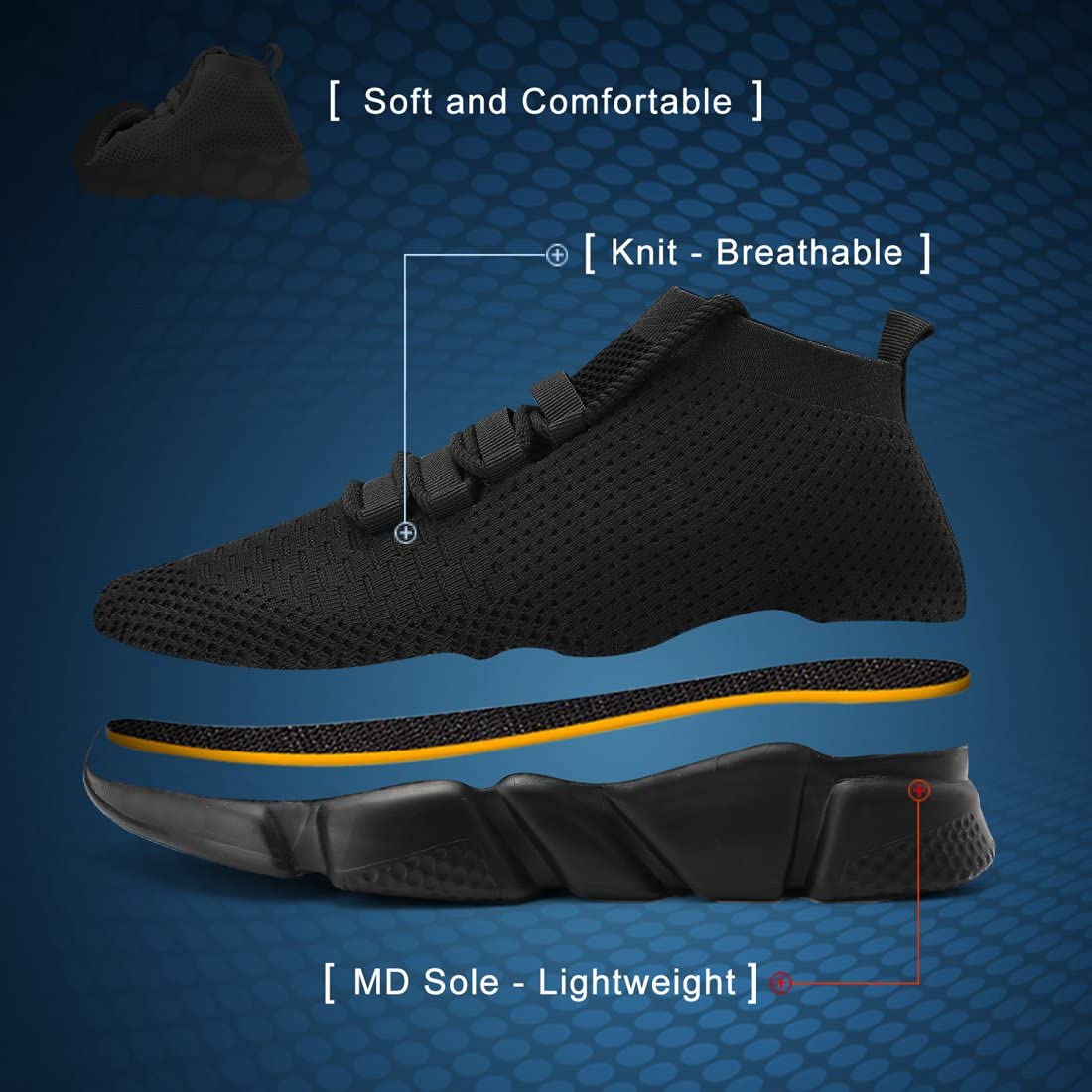 Mevlzz Mens Casual Athletic Sneakers Knit Running Shoes Tennis Shoe for Men Walking Baseball Jogging