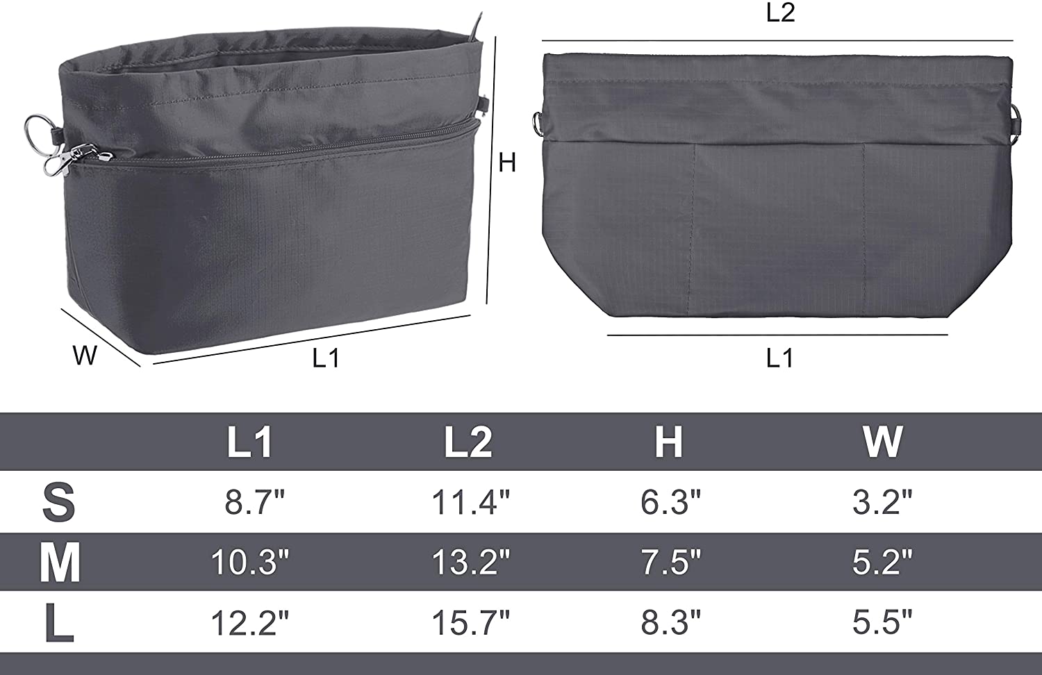 Vercord Purse Organizer Insert Bag Tote Handbags Pocketbook Inserts Organizers Zipper 11 Pockets Black Medium