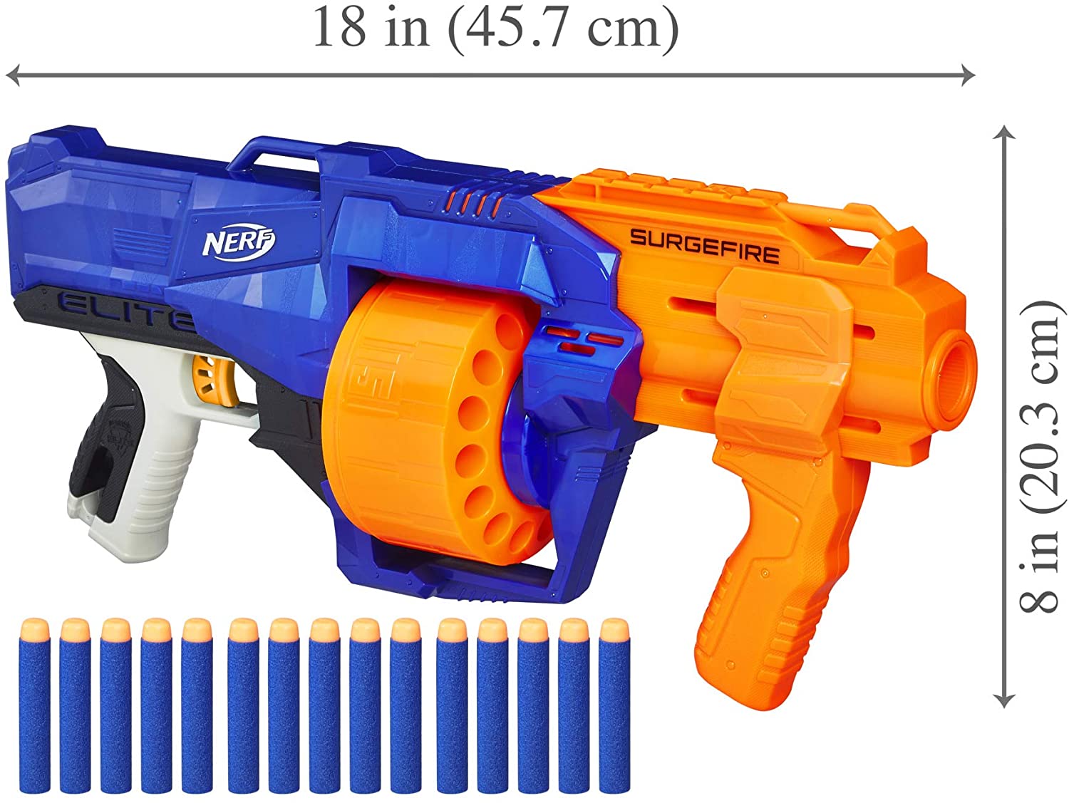 Nerf SurgeFire Elite Blaster -- 15-Dart Rotating Drum, Slam Fire, Includes 15 Official Nerf Elite Darts -- For Kids, Teens, Adults (Amazon Exclusive)