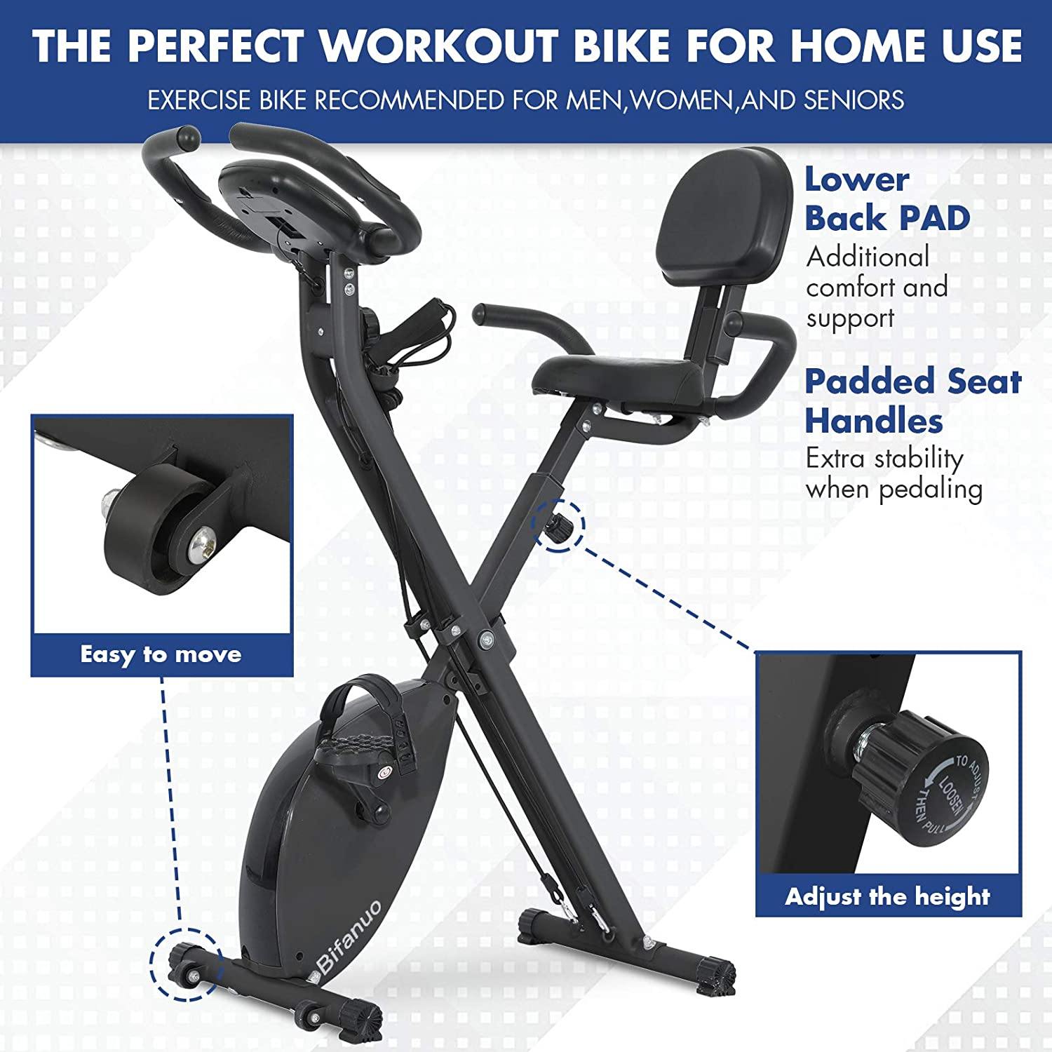 Exercise Bike Stationary Bike Foldable Magnetic Upright Recumbent Portable Fitness Cycle - JOY2ESpree