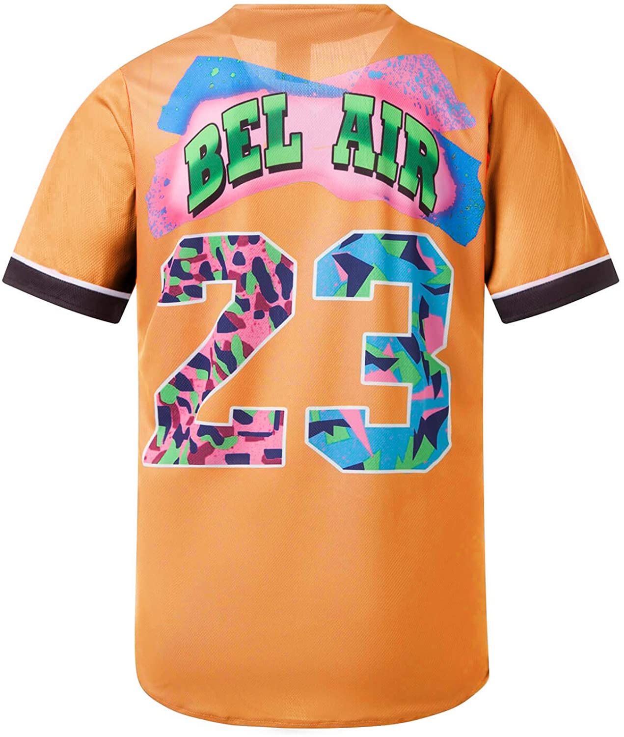 MOLPE 90s Hip Hop Clothing for Men and Women, Unisex Bel Air 23 Baseball Jersey, Mens Printed Urban Shirts for Party