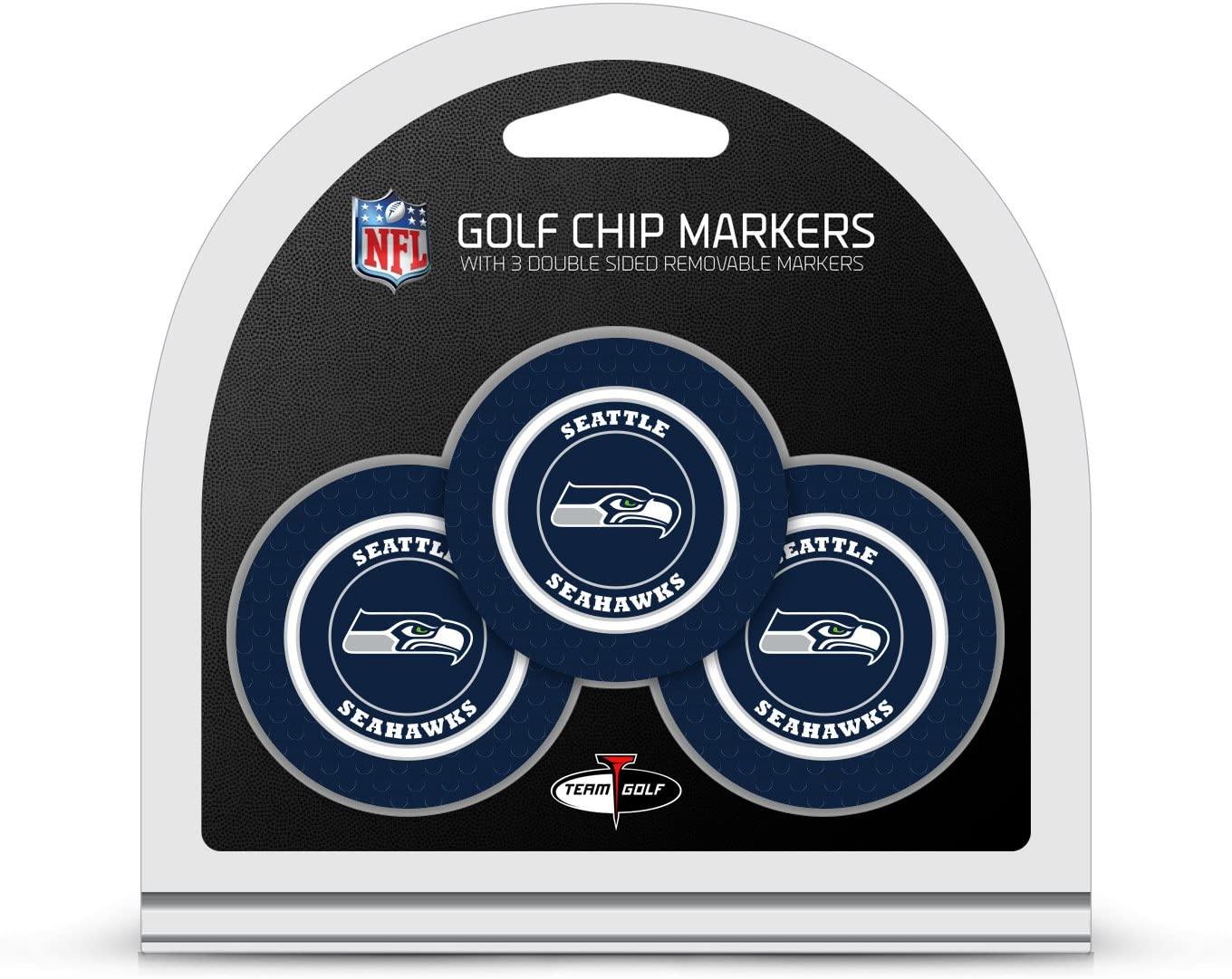 Team Golf NFL Golf Chip Ball Markers (3 Count), Poker Chip Size with Pop Out Smaller Double-Sided Enamel Markers - JOY2ESpree