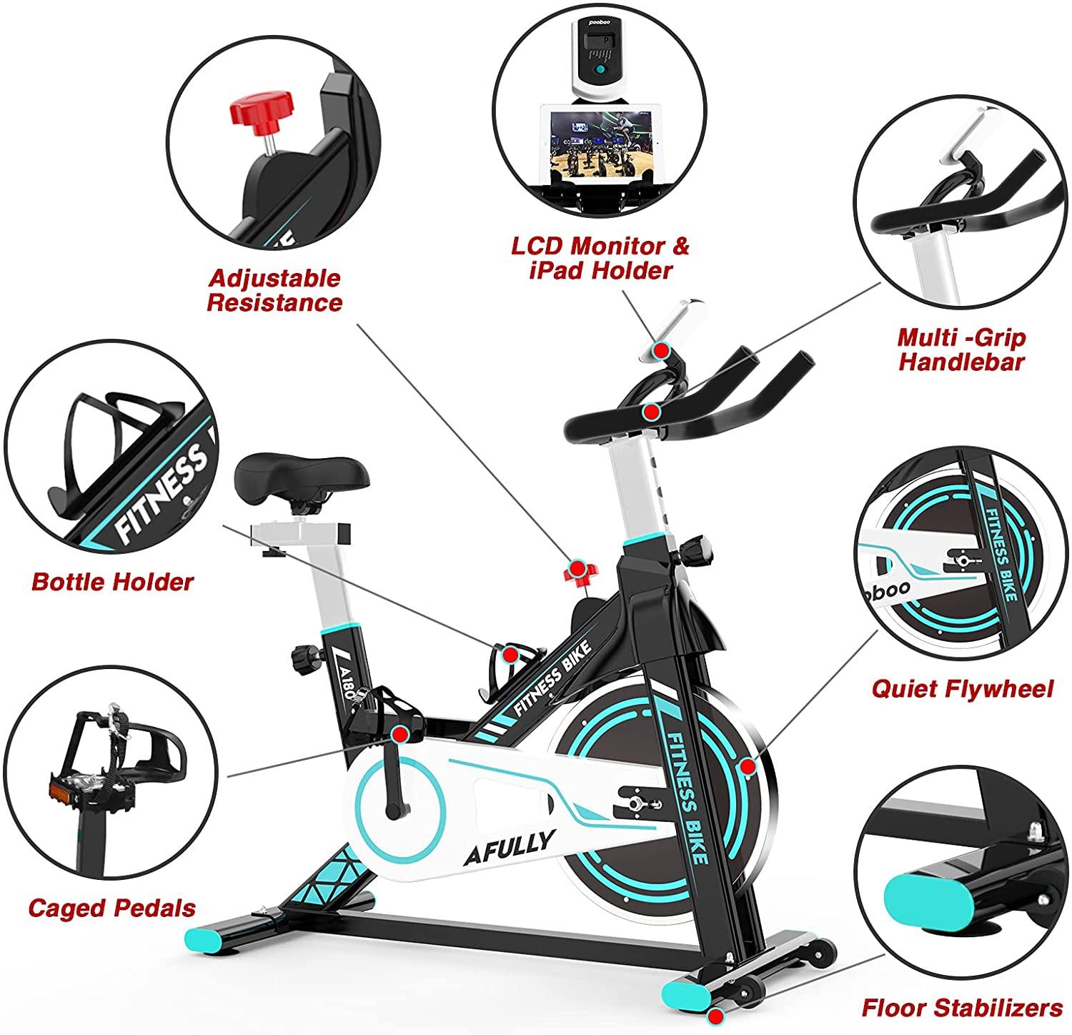 Afully Indoor Exercise Bikes Stationary, Fitness Bike Upright Cycling Belt Drive - JOY2ESpree
