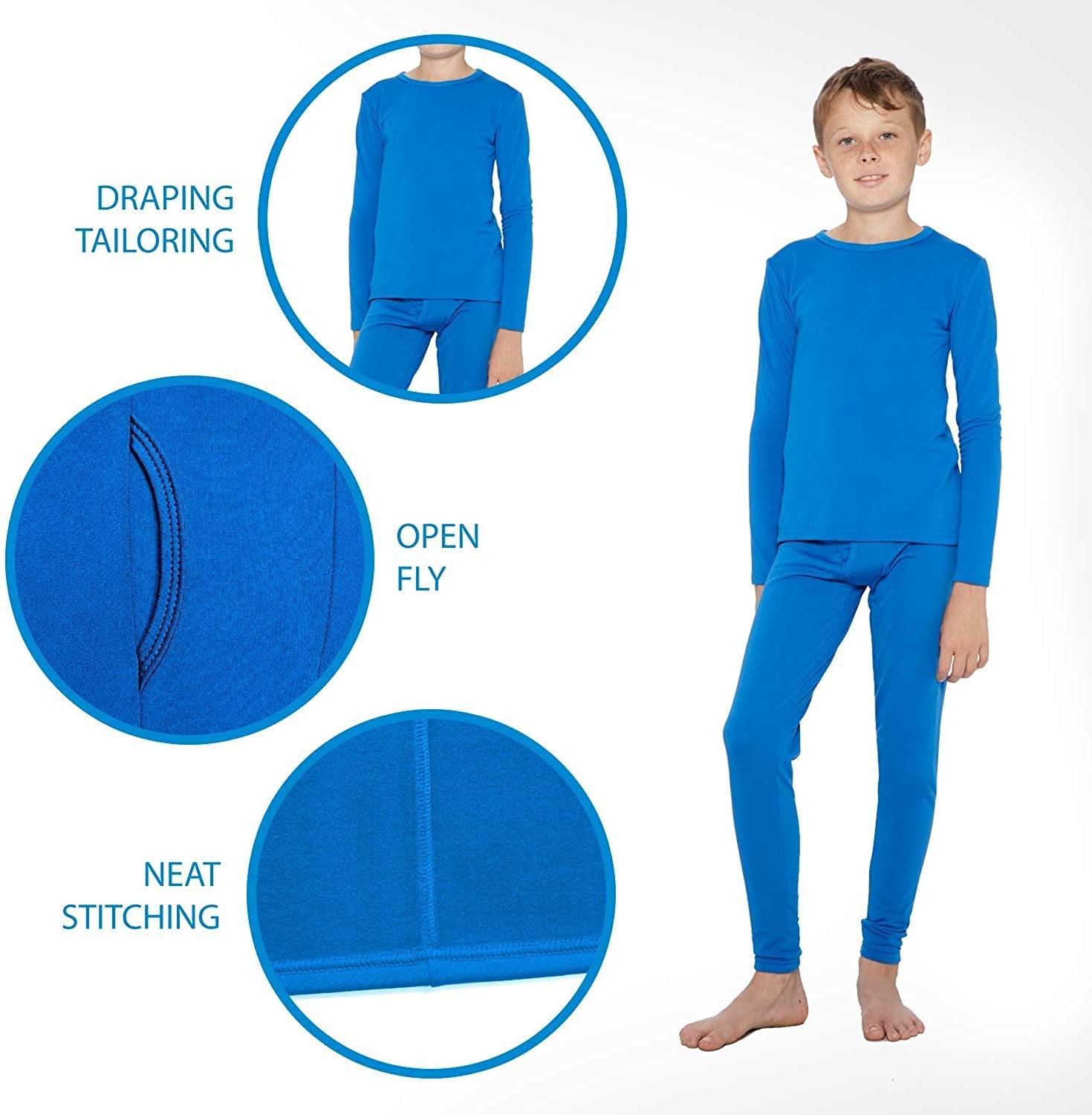 Rocky Thermal Underwear for Boys Fleece Lined Thermals Kids Base Layer Long John Set