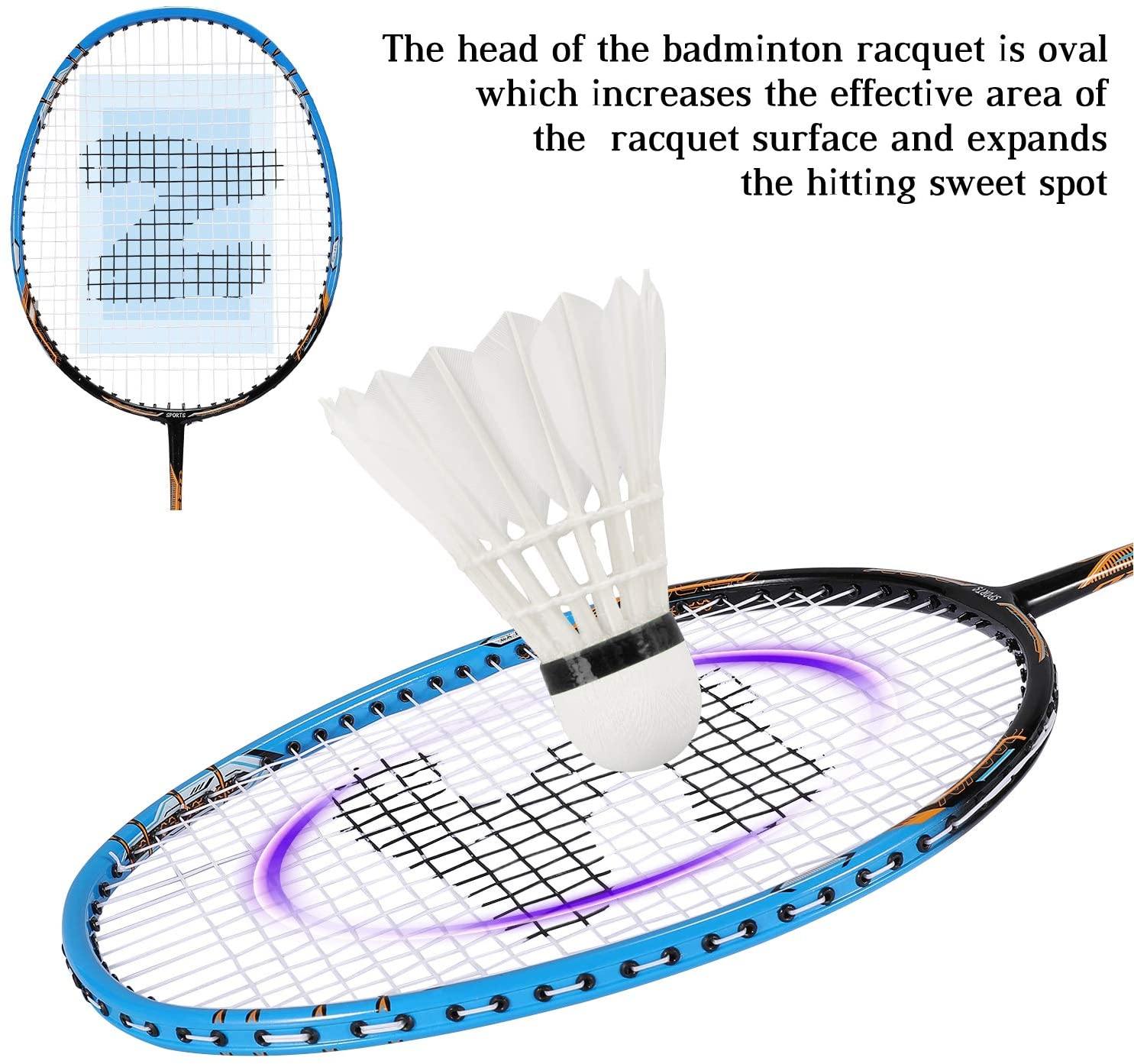 Fostoy Badminton Rackets, Badminton Sets for Backyards, Lightweight Carbon Fiber Badminton Racquets with 3 shuttlecocks and Carry Bag - JOY2ESpree