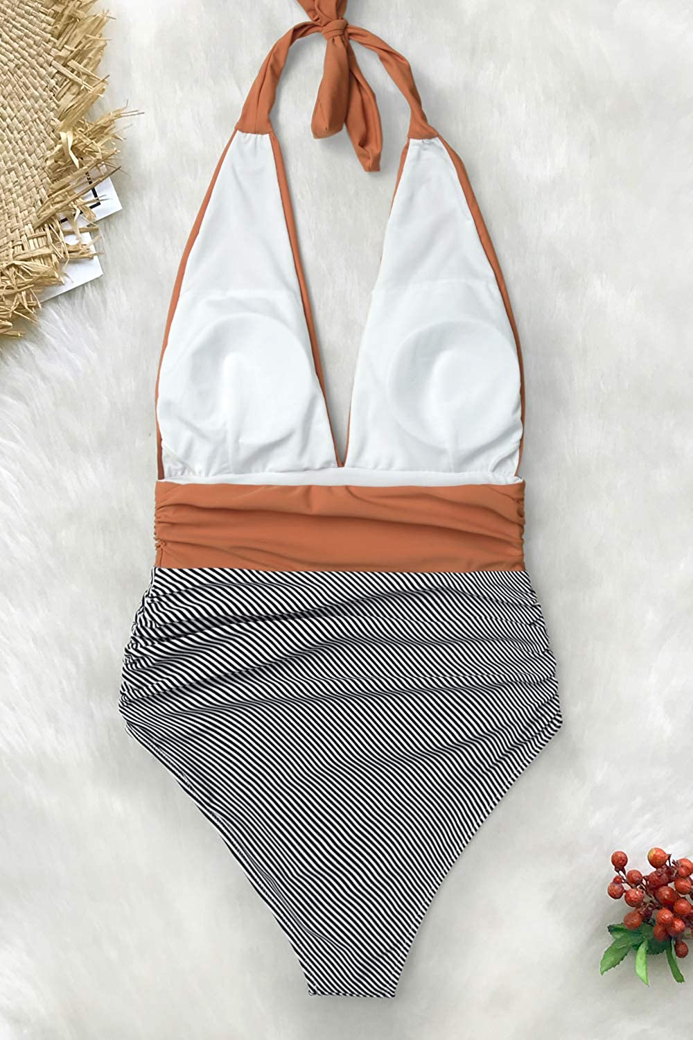 CUPSHE Women's Halter One Piece Swimsuit Keeping You Accompained Swimwear