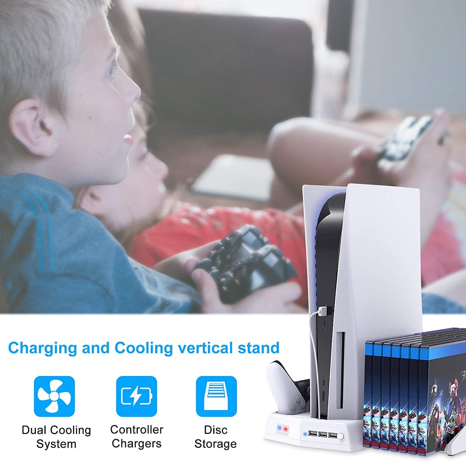 Vertical Stand with Cooling Fan for PS5 Console and Playstation 5 Digital Edition - JOY2ESpree